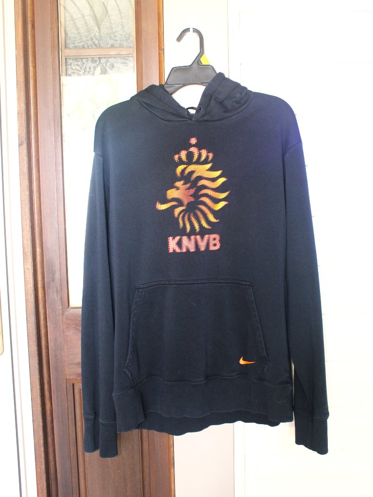 Netherlands Soccer Knvb Lion Head Big Logo Fleece Hoodie Black Size Large